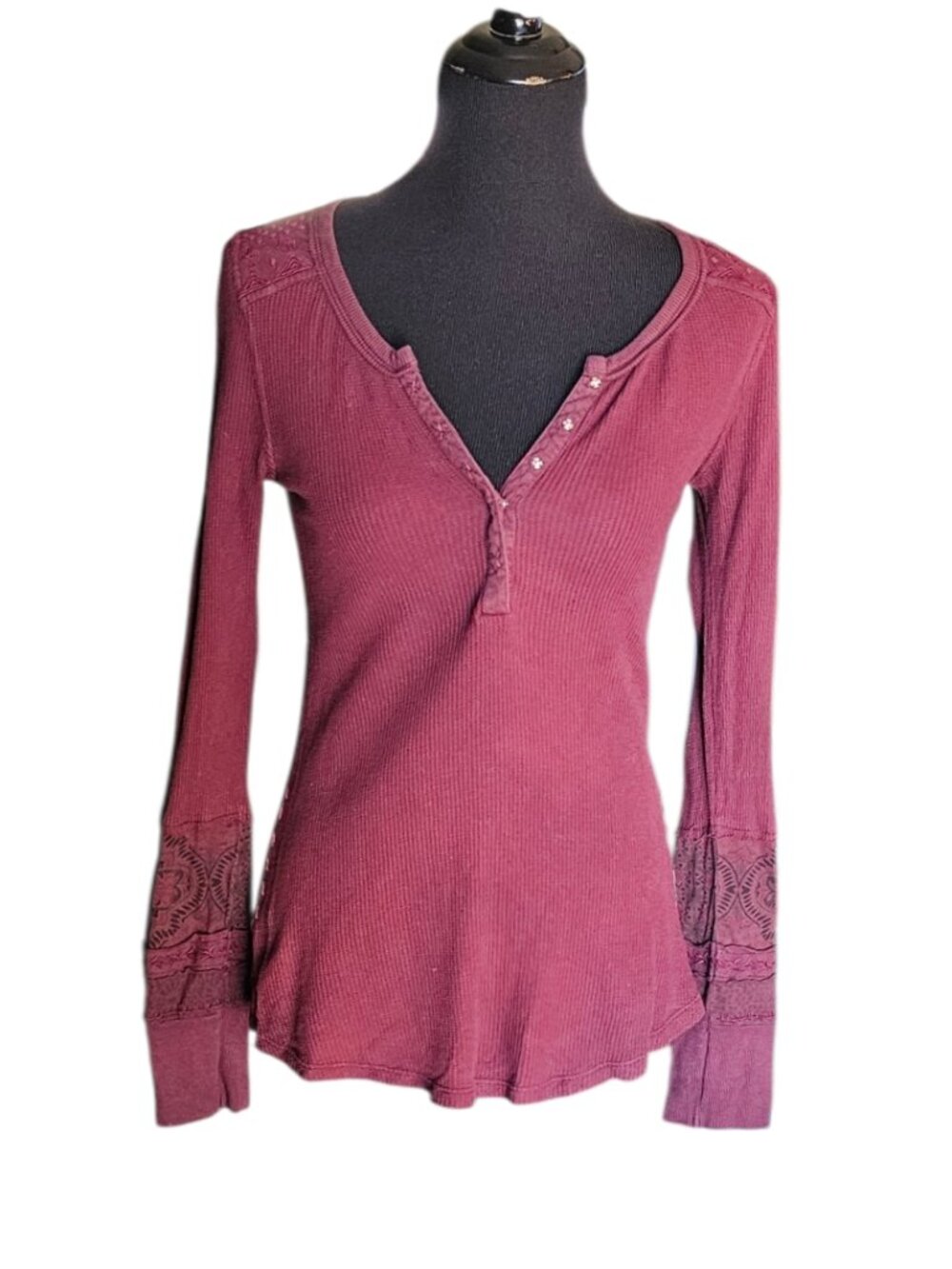 Idyllwind Miranda Lambert Thermal Henley Top Boho Western Whimsigoth Small